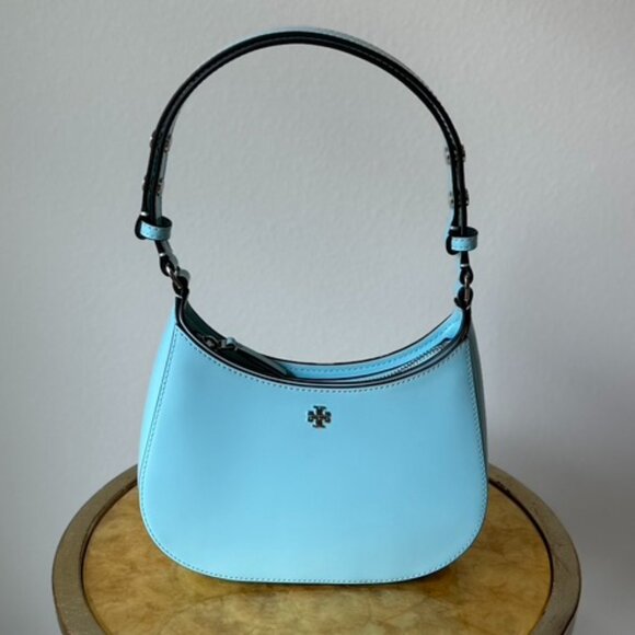 Tory Burch Emerson Patent Leather Shoulder Bag in Light Celeste - Picture 1 of 15